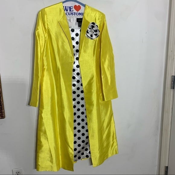 Ashro sleeveless midi pencil dress polkadot and yellow jacket size 6 women’s - Picture 3 of 10